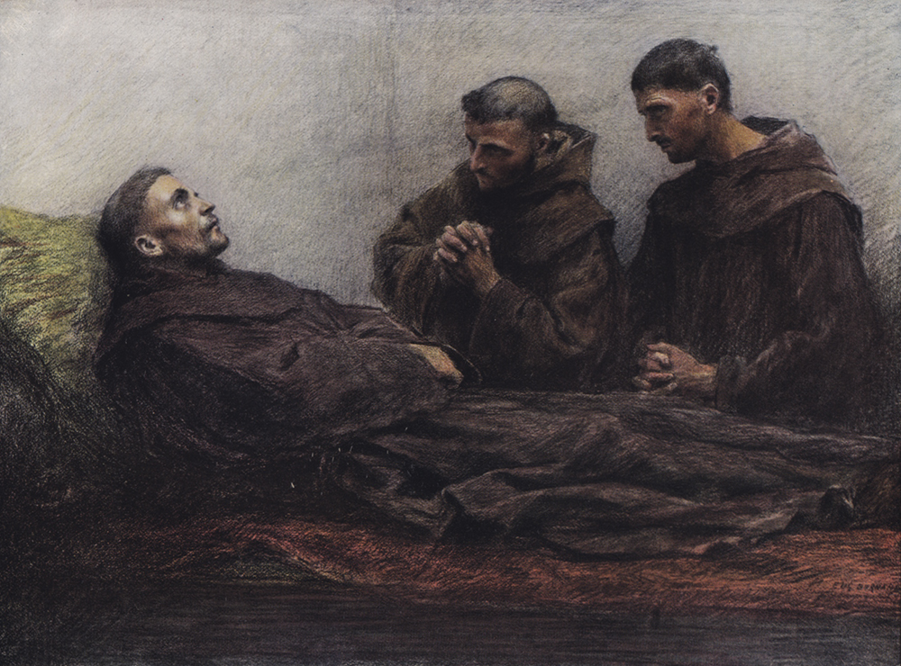 St francis sick in the bishop's palace at assisi